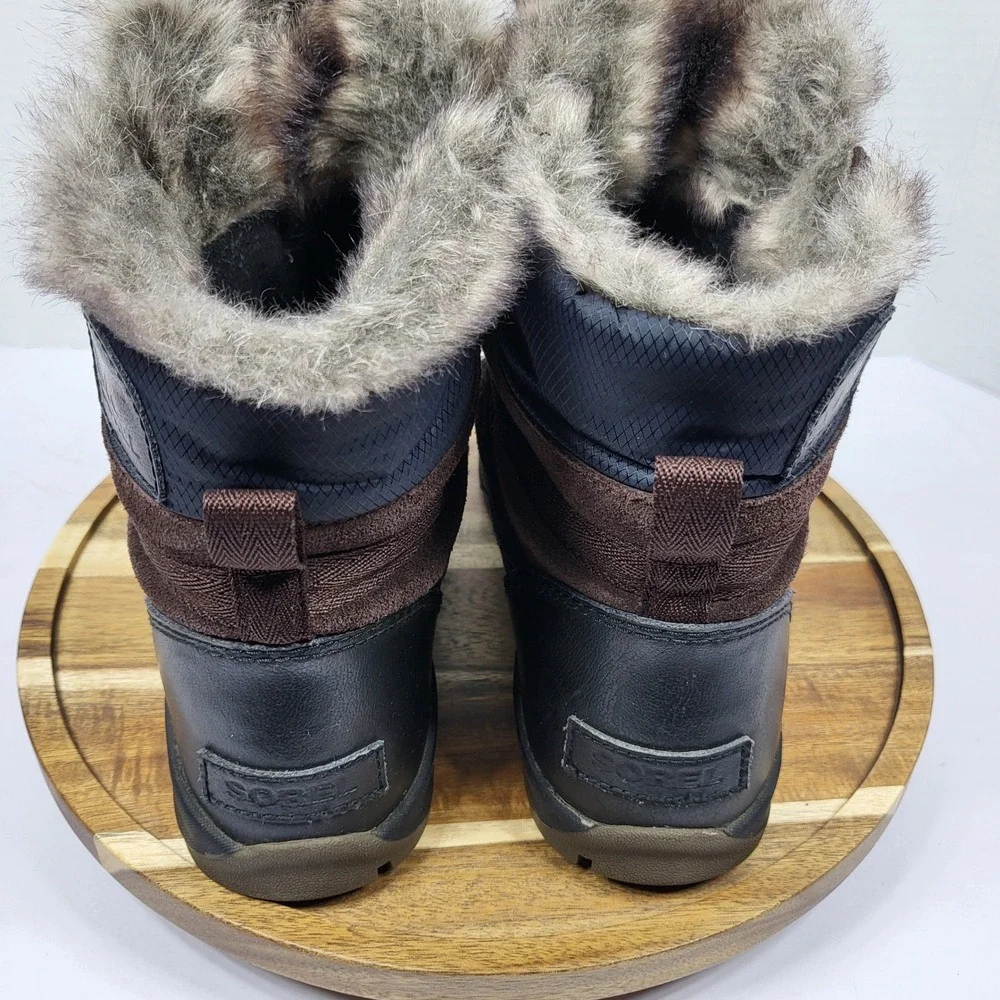 Sorel Whitney Short Lace Boots Womens 6 Waterproof Winter Snow Brown LL5337 Warm